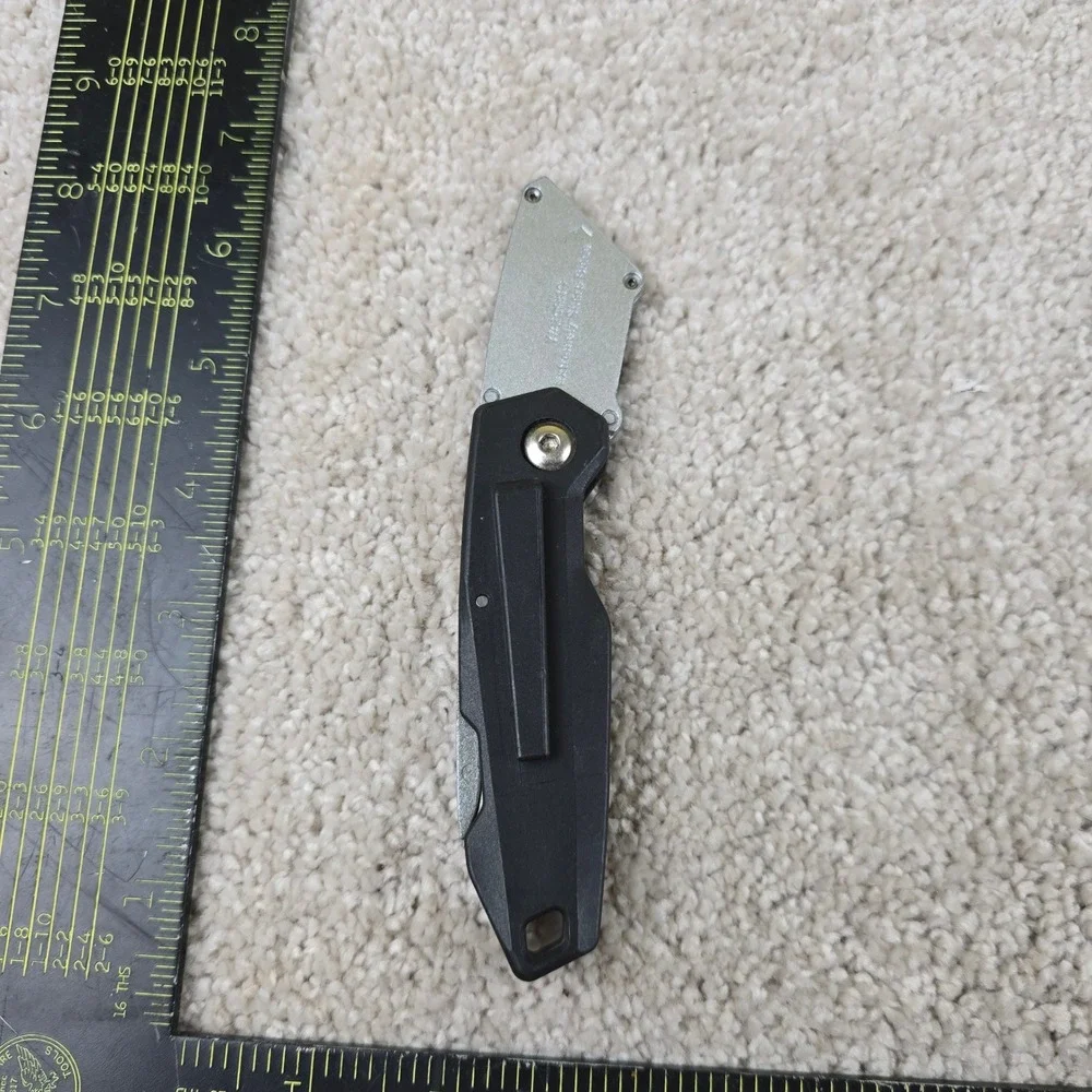Hyper Tough Folding Utility Knife Black Pocket Clip Compact EDC Hand Tool